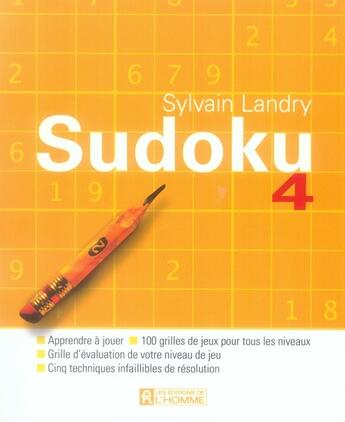 Couverture du livre « Sudoku t.4 » de Sylvain Landry aux éditions Editions De L'homme
