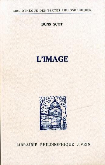 Couverture du livre « L'image » de Jean Duns Scot aux éditions Vrin