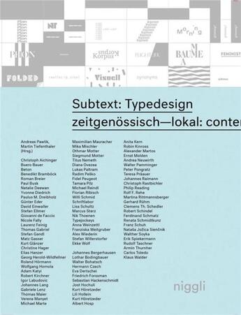 Couverture du livre « Subtext ; typedesign » de Martin Tiefenthaler et Andreas Pawlik aux éditions Niggli