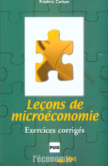 Couverture du livre « Lecons de micro-economie - avec exercices corriges » de Carluer aux éditions Pu De Grenoble