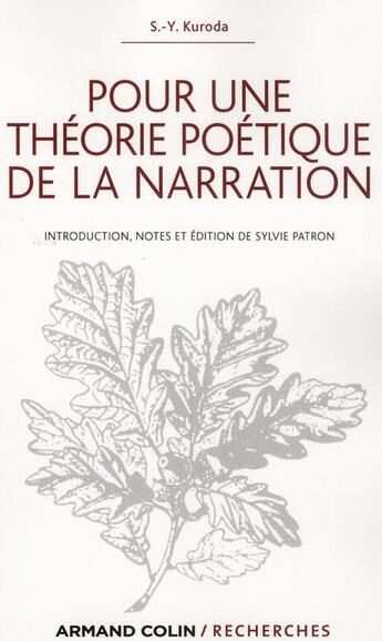 Couverture du livre « Pour une théorie poétique de la narration » de Sylvie Patron aux éditions Armand Colin