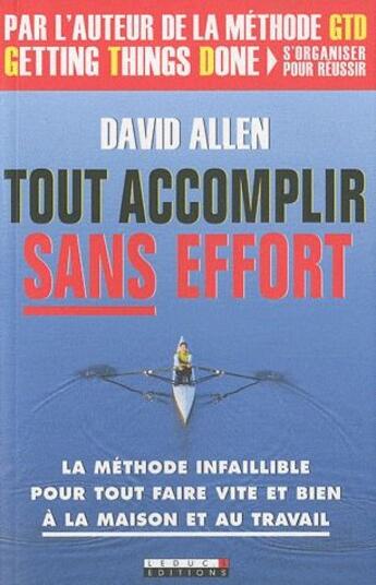 Couverture du livre « Tout accomplir sans effort » de David Allen aux éditions Alisio