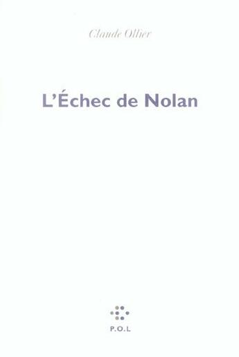 Couverture du livre « L'échec de Nolan » de Claude Ollier aux éditions P.o.l