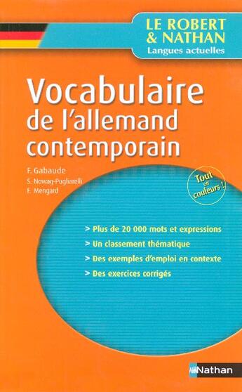 Couverture du livre « Vocabulaire de L'ALLEMAND CONTEMPORAIN » de Gabaude/Mengard aux éditions Nathan