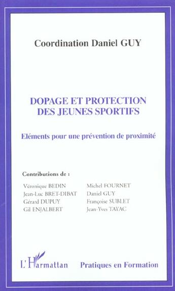 Couverture du livre « DOPAGE ET PROTECTION DES JEUNES SPORTIFS : Éléments pour une prévention de proximité » de  aux éditions L'harmattan