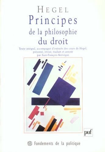Couverture du livre « Principes de la philosophie du droit » de Hegel Georg-Wilhelm- aux éditions Puf