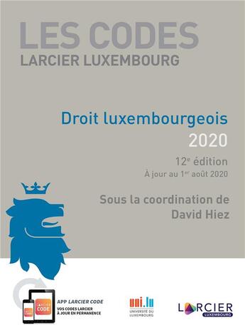 Couverture du livre « Droit luxembourgeois (édition 2020) » de David Hiez aux éditions Promoculture