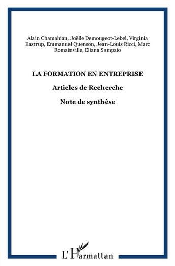 Couverture du livre « La formation en entreprise - vol282012 - articles de recherche - note de synthese » de Chamahian/Kastrup aux éditions L'harmattan