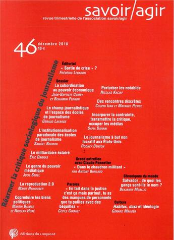Couverture du livre « Savoir/agir t.46 » de Jean-Baptiste Comby aux éditions Croquant