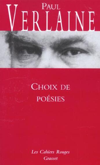 Couverture du livre « Choix de poésie » de Paul Verlaine aux éditions Grasset Et Fasquelle