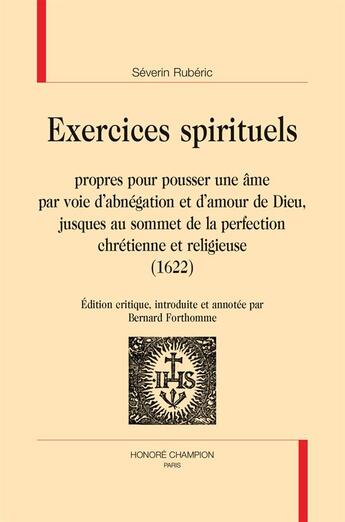 Couverture du livre « Exercices spirituels » de Severin Ruberic aux éditions Honore Champion
