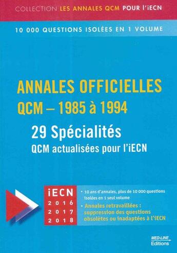 Couverture du livre « Annales officielles ; QCM (édition 1985/1994) » de David Perrot aux éditions Med-line