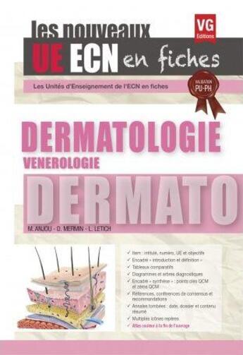Couverture du livre « UE-ECN en fiches ; dermatologie ; vénérologie » de  aux éditions Vernazobres Grego
