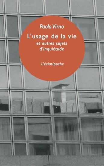 Couverture du livre « L'usage de la vie et autres sujets d'inquiétude » de Paolo Virno aux éditions Eclat