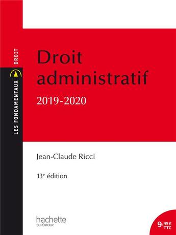 Couverture du livre « Droit administratif (édition 2019/2020) » de Jean-Claude Ricci aux éditions Hachette Education