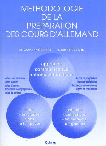 Couverture du livre « Methodologie de la preparation des cours allemand » de Gilbert Hullar aux éditions Ophrys
