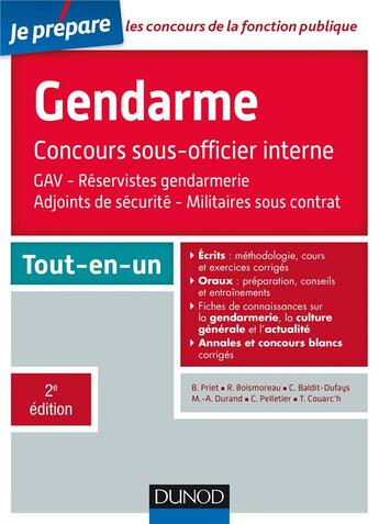 Couverture du livre « Je prépare ; le concours gendarme sous-officier interne (2e édition) » de  aux éditions Dunod