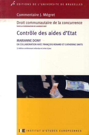 Couverture du livre « Contrôle des aides d'état » de Marianne Dony aux éditions Universite De Bruxelles