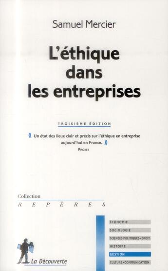 Couverture du livre « L'éthique dans les entreprises (3e édition) » de Samuel Mercier aux éditions La Decouverte