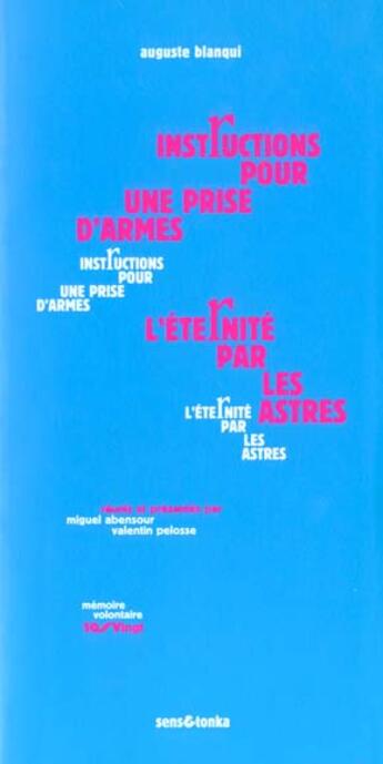 Couverture du livre « Instructions pour une prise d'armes » de Auguste Blanqui aux éditions Sens Et Tonka