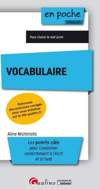 Couverture du livre « Vocabulaire (7e édition) » de Aline Nishimata aux éditions Gualino