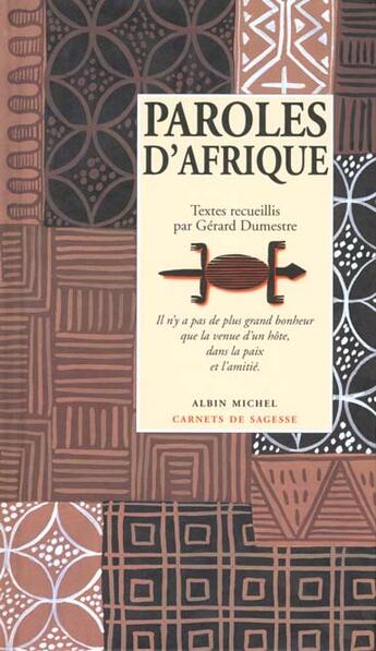 Couverture du livre « Paroles d'Afrique » de Gerard Dumestre aux éditions Albin Michel