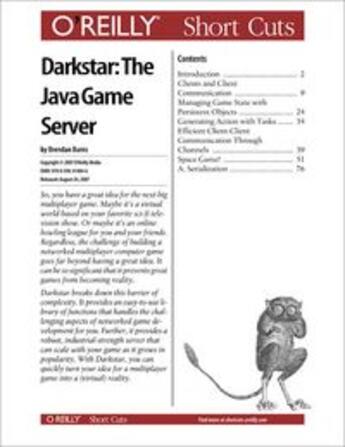 Couverture du livre « Darkstar ;  the Java game server » de Brendan Burns aux éditions O Reilly