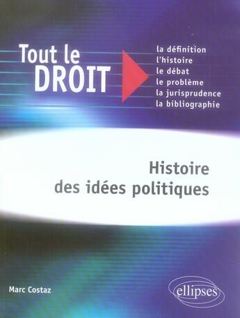 Couverture du livre « Histoire des idées politiques » de Costaz aux éditions Ellipses