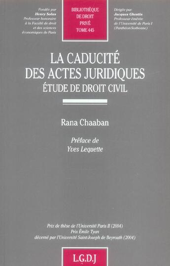 Couverture du livre « La caducite des actes juridiques - vol445 » de Chaaban R. aux éditions Lgdj