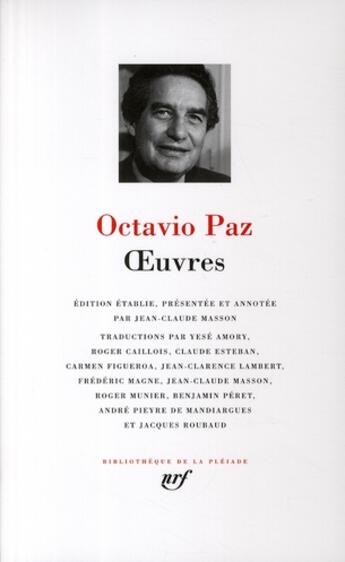 Couverture du livre « Oeuvres poétiques » de Octavio Paz aux éditions Gallimard