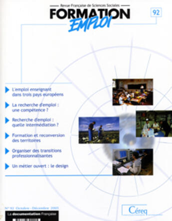 Couverture du livre « L'emploi enseignant dans trois pays européens » de Cereq aux éditions Documentation Francaise