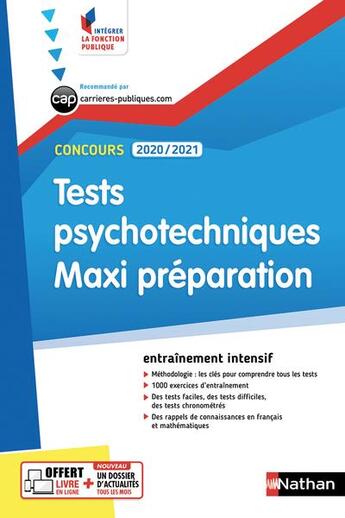 Couverture du livre « Tests psychotechniques maxi préparation (édition 2020/2021) » de  aux éditions Nathan