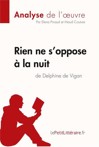 Couverture du livre « Rien ne s'oppose à la nuit de Delphine de Vigan » de Maud Couture et Elena Pinaud aux éditions Lepetitlitteraire.fr