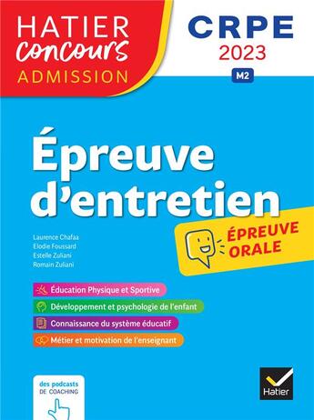 Couverture du livre « Epreuve d'entretien - crpe 2023- epreuve orale d'admission » de Chafaa/Foussard aux éditions Hatier