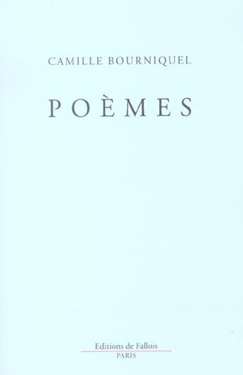 Couverture du livre « Poemes » de Camille Bourniquel aux éditions Fallois