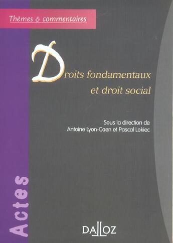 Couverture du livre « Droits fondamentaux et droit social » de Pascal Lokiec aux éditions Dalloz