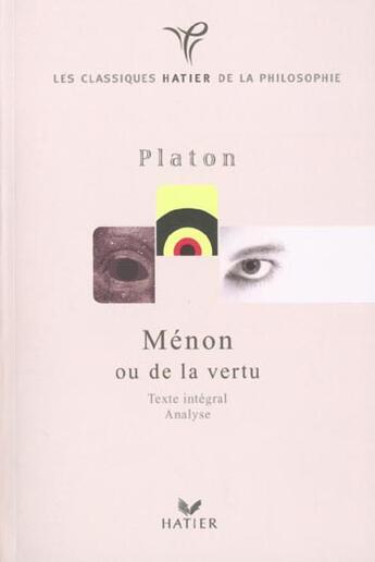 Couverture du livre « Platon Menon Ou De La Vertu » de Jean-Claude Fraisse aux éditions Hatier