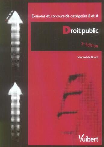 Couverture du livre « Droit Public ; Examens Et Concours De Categorie B Et A (3e Edition) » de Vincent De Briant aux éditions Vuibert