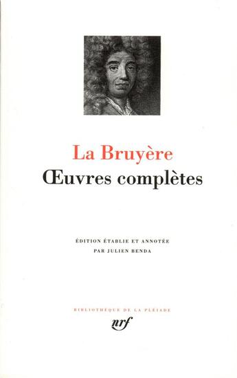 Couverture du livre « Oeuvres complètes » de Jean De La Bruyere aux éditions Gallimard