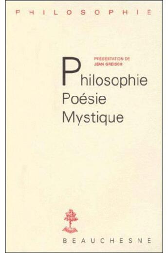 Couverture du livre « Philosophie, poesie, mystique » de  aux éditions Beauchesne
