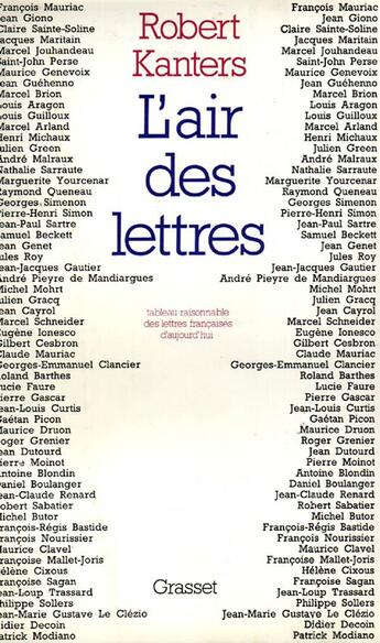 Couverture du livre « L'air des lettres » de Robert Kanters aux éditions Grasset Et Fasquelle