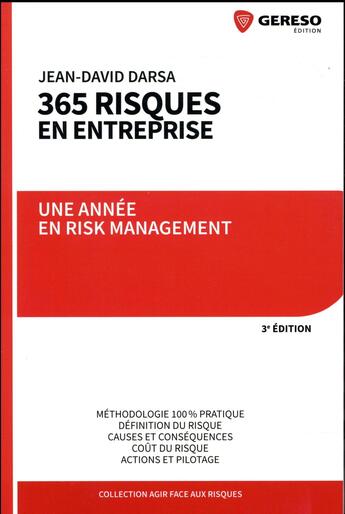 Couverture du livre « 365 risques en entreprise ; une année en risk management (3e édition) » de Jean-David Darsa aux éditions Gereso