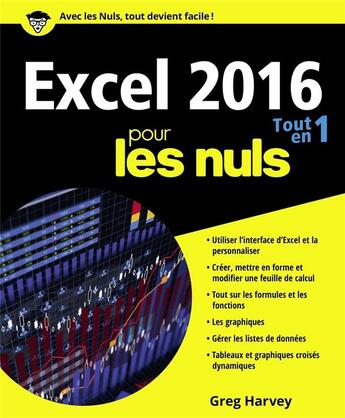 Couverture du livre « Excel 2016 tout en 1 pour les nuls » de Greg Harvey aux éditions First Interactive