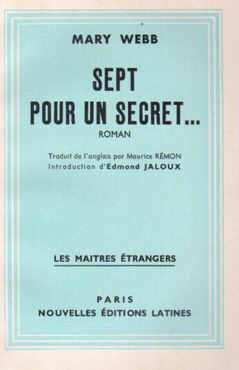 Couverture du livre « Sept pour un secret... » de Mary Webb aux éditions Nel