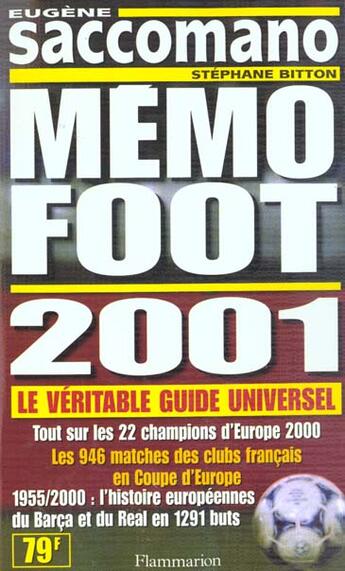 Couverture du livre « Memo foot 2001 » de Eugène Saccomano aux éditions Flammarion
