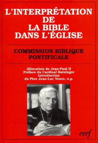Couverture du livre « L'interprétation de la bible dans l'église » de Com Bibliq Pontific aux éditions Cerf