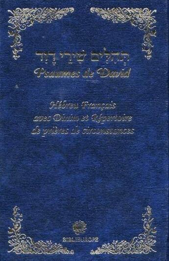 Couverture du livre « Psaumes de david hebreu francais - bleu tehilim » de David aux éditions Biblieurope