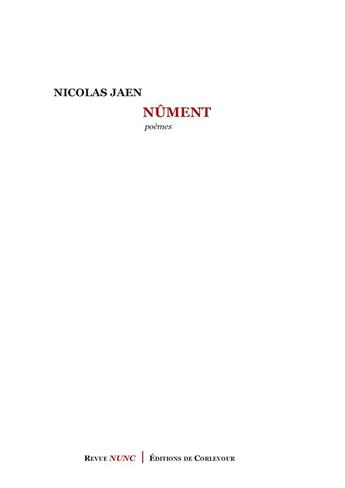 Couverture du livre « Nûment » de Nicolas Jaen aux éditions Corlevour