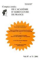 Couverture du livre « Comptes rendus de l'academie d'agriculture de france volume 87 n.5 2001 » de  aux éditions Lavoisier Diff