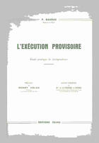 Couverture du livre « L'exécution provisoire » de Pierre Baugas aux éditions Cujas